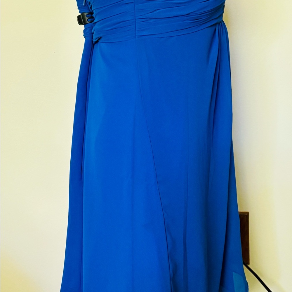 Bill Levkoff Sample Size US 12 One Shoulder Blue Wrap Detail Formal Mini Dress - Picture 7 of 15